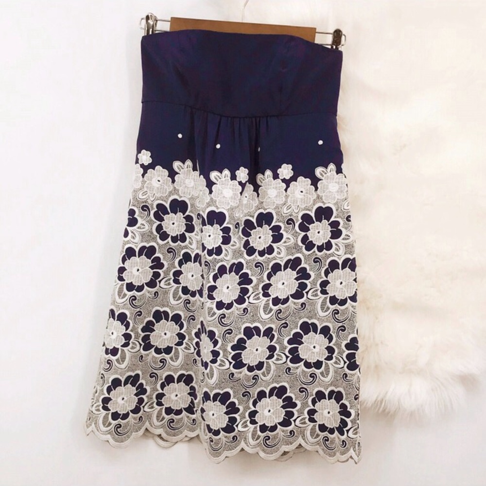 ✨HP✨ TIBI Floral Embroidered Lace Silk Dress 0 - Picture 8 of 9